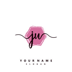 JU Initial handwriting logo vector