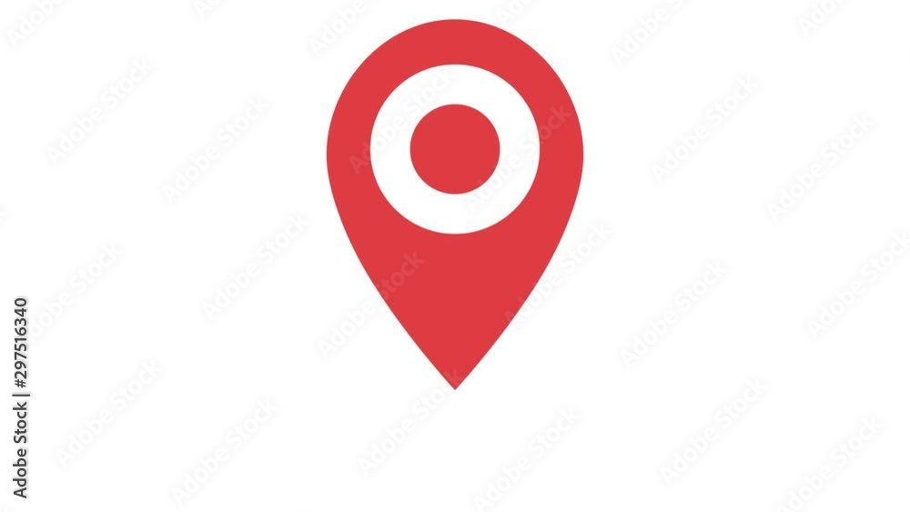 Poster red map marker icon. loop animation on white background. 4k resolution.