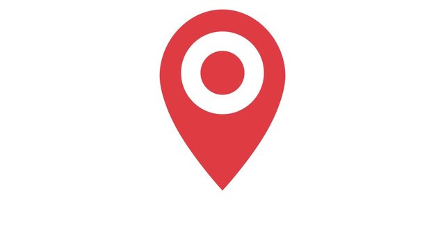 Red map marker icon. Loop animation on white background. 4K resolution. 