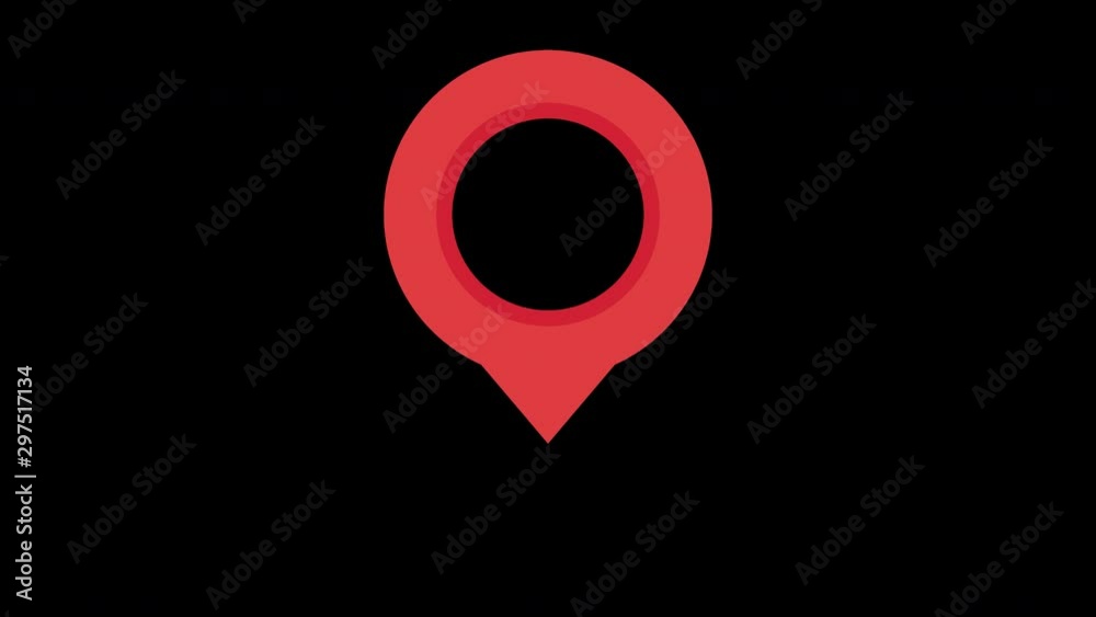 Poster red map marker icon. looped animation with alpha channel. 4k resolution.