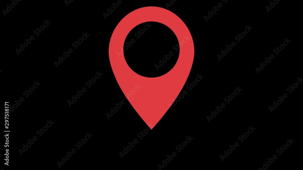 Poster red map marker icon. looped animation with alpha channel. 4k resolution.