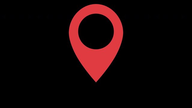 Red map marker icon. Looped animation with alpha channel. 4K resolution. 