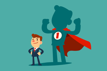 Obraz premium businessman with his shadow as superhero