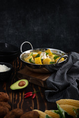 Chicken soup with potato and corn