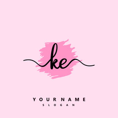 KE Initial handwriting logo vector