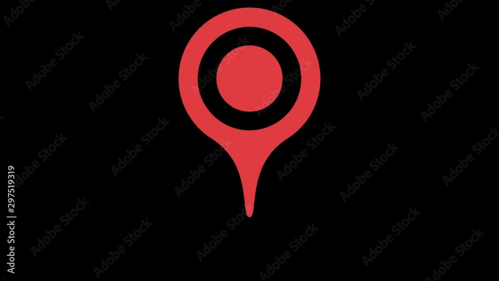 Poster red map marker icon. looped animation with alpha channel. 4k resolution.