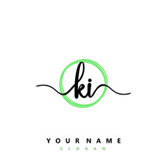 KI Initial handwriting logo vector