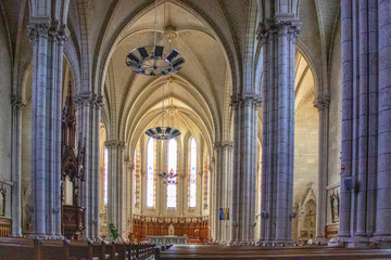 Fototapeta na wymiar Saint-Philbert-de-Grand-Lieu. Intérieur de l'église paroissiale. Loire-Atlantique. Pays de Loire