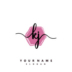 KJ Initial handwriting logo vector