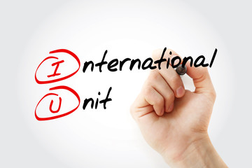 Fototapeta premium IU - International Unit acronym with marker, concept background