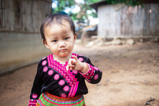 Portrait of adorable Hmong baby girl