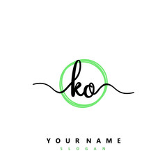 KO Initial handwriting logo vector
