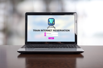 Train internet reservation concept on a laptop