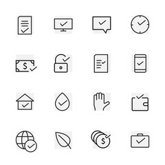 Simple Set of Approve Related Vector Line Icons.. Contains icons, such as time confirmation, received document, accept invoice, choose the correct option and much more. Editable Stroke. 48x48 Pixel