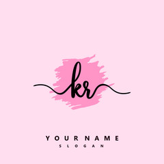 KR Initial handwriting logo vector