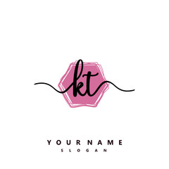 KT Initial handwriting logo vector