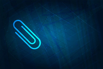 Paper clip icon futuristic digital abstract blue background