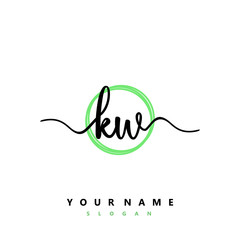 KW Initial handwriting logo vector