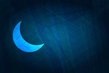 Fototapeta na wymiar Crescent half moon icon futuristic digital abstract blue background