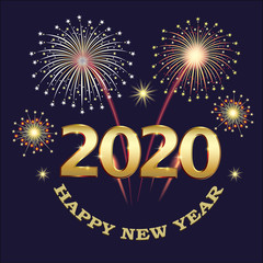  Happy New Year 2020 christmas greeting card