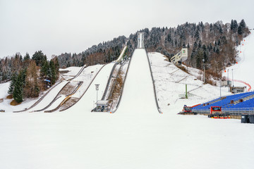 GARMISCH PARTENKIRCHEN, GERMANY - MARCH 13: The winter sport Olympic Stadium  on March 13, 2016 in Garmisch Partenkirchen, Germany.