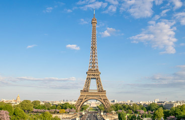 Eiffel tower in Paris with blue sky