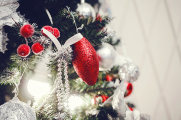 Christmas tree element with garlands and lights