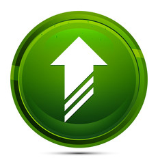 Upload icon glassy green round button illustration
