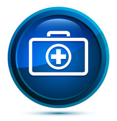 First aid kit icon elegant blue round button illustration