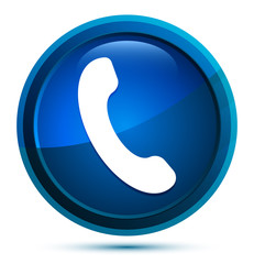 Phone icon elegant blue round button illustration