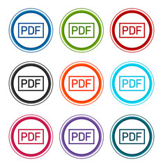 Fototapeta premium PDF icon flat round buttons set illustration design