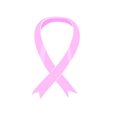 Pink ribbon isolated. breast cancer awareness symbol. Vector flat style illustration.