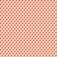 Geometric 3D seamless pattern orange cubes shapes on white background.