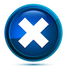 Cross icon elegant blue round button illustration