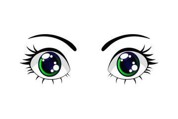 Colorful Cartoon Funny Blue  Eyes. Vector Isolated illustration on white background
