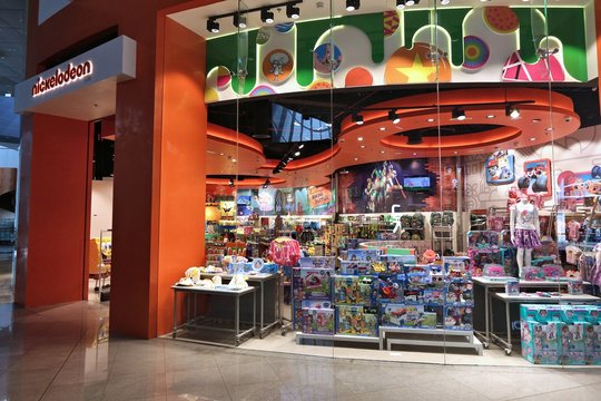 DUBAI, UAE - NOVEMBER 22, 2017: Nickelodeon toy store at Dubai Mall. It is the largest mall in the world by total area with 502,000 square metres retail area.