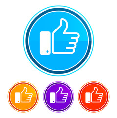 Thumbs up icon flat design round buttons set illustration design
