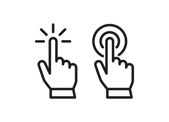 Fototapeta premium Set of hand pointer or cursor mouse clicking linear icon symbol