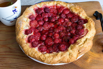strawberry cake wooden background rustic