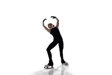 Figure skating girl isolated on white.