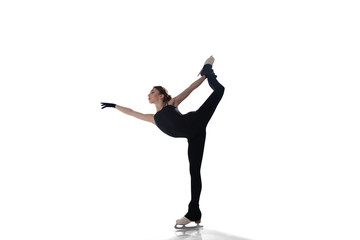 Figure skating girl isolated on white.