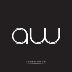AW Initial Letter Split Lowercase Logo Modern Monogram Template Isolated on Black White
