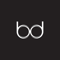 BD Initial Letter Split Lowercase Logo Modern Monogram Template Isolated on Black White