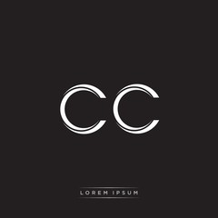 CC Initial Letter Split Lowercase Logo Modern Monogram Template Isolated on Black White