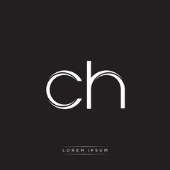 CH Initial Letter Split Lowercase Logo Modern Monogram Template Isolated on Black White