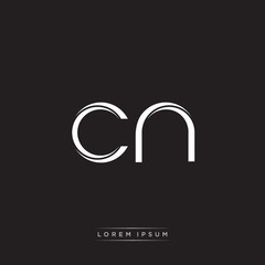 CN Initial Letter Split Lowercase Logo Modern Monogram Template Isolated on Black White