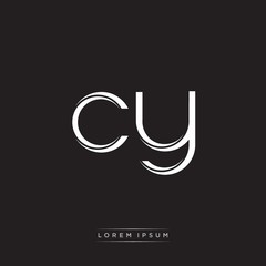 Fototapeta na wymiar CY Initial Letter Split Lowercase Logo Modern Monogram Template Isolated on Black White
