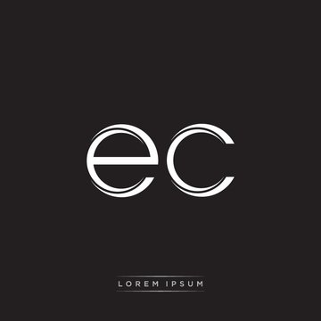 EC Initial Letter Split Lowercase Logo Modern Monogram Template Isolated on Black White