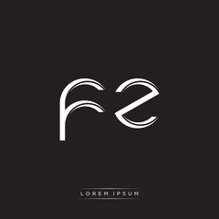 FZ Initial Letter Split Lowercase Logo Modern Monogram Template Isolated on Black White