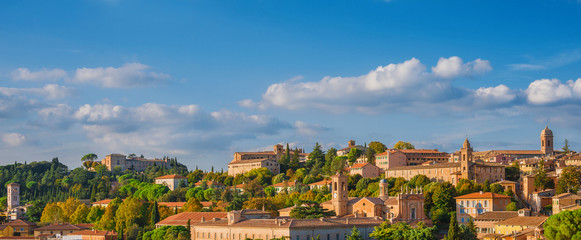 Panoramic view of the beautiful Perugia medieval historic center
